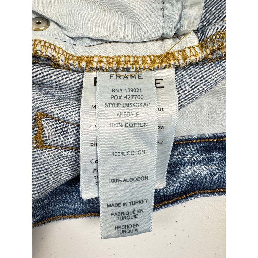 FRAME Denim Mini Skirt Womens Size 29 Blue Cotton Raw Hem A-Line Ansdale Casual - Picture 9 of 10